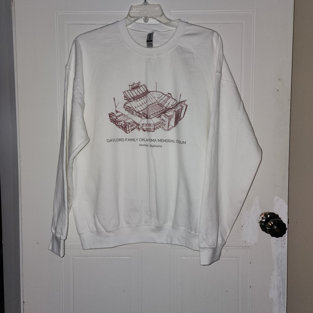 University of Oklahoma Stadium Crewneck Sweatshirt White SIZE XL UNISEX